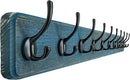 Dseap Coat Rack Wall: 38-1/4" Long, Patented, Heavy-Duty, 10-Double-Hooks Wooden Wall Mounted Coat Rack Coat Hanger Hook Rail for Winter Coats Hat Jacket Clothing, Weathered Blue by CozyNest Decor