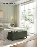 SONGMICS Velvet Storage Ottoman Bench, Foot Rest with Legs, 15.7 x 43 x 15.7 Inches, End of Bed Bench, Storage Chest, Load up to 660 lb, for Living Room, Bedroom, Entryway, Forest Green ULSF089C01 by CozyNest Decor