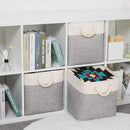 Bidtakay Fabric Basket Set - Large Square Organizer Bins, 13x13, Set of 3, White & Grey by TinyTreasures Baby Boutique