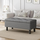 Furniliving Ottoman Bench with Storage, Folding Storage Ottoman Bench with Wood Legs, Upholstered Bedroom Bench with Button-Tufted, Entryway Bench Storage Bench for Bedroom, Linen (Darkgrey) by CozyNest Decor