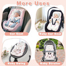 3-in-1 Infant Car Seat Insert, Soft Head and Body Support,Ultra & Strap Covers Set, Reversible Newborn Car Seat Cushion Pad for Baby Boy & Girl fits Stroller, Swing, Bouncer (Pink Bow) by TinyTreasures Baby Boutique