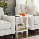 TUTOTAK End Table with Charging Station, Set of 2, Small Side Table with Outlets, Nightstand Bedside Table, 2-Tier Storage Shelf for Small Space, Living Room, Bedroom White TB01BW041 by CozyNest Decor
