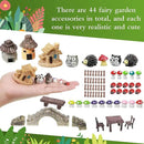 58 Pcs Mini Garden Accessories Set Fairy Village Miniature Fairy House Starter Kit Mini Terrarium Figurines Micro Landscape Mixed Model Tree Diorama Supplies for DIY Succulent Dollhouse Craft by GreenHaven Gardens