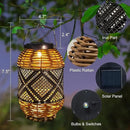2 Pack Solar Lanterns Outdoor Waterproof,Rattan with Metal Hanging Solar Lights Boho Lanterns Decorative Lights with Handle for Patio Pathway Courtyard Tree Garden Yard Fence by GreenHaven Gardens