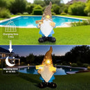Solar Garden Gnomes Decor Outdoor Statue - Gnome Welcome Sign with LED Waterproof Sculptures Lights, Gnome Pond/Yard Statues Outside Decoration, Home, Lawn, Patio, Resin Ornament, Gardening Gift by CozyNest Decor