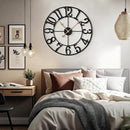 LEIKE Large Wall Clock, 18.5" Silent Non-Ticking, Battery Operated, Oversized, Decorative Retro Black Metal Clock for Living Room,Farmhouse, Dinner Room,Indoor, Outdoor(47cm, Black Arabic Number) by CozyNest Decor