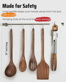 Elegant 5-Piece Walnut Wood Kitchen Utensil Set – Non-Scratch, Heat-Resistant Cooking Utensil Set with Kitchen Tongs, Spoons, Spatula & Ladle – Lightweight, Durable & Perfect for Daily Use or Gifting by CozyNest Decor