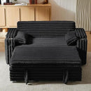 68.11" Corduroy Convertible Sofa Bed with USB Charging Port, Foldable Sleeper Chair with Pillows & Armrests, 3-in-1 Floor Couch for Living Room, Bedroom, Guest Room – Black by CozyNest Decor