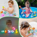 Light Up Bath Toys for Toddlers Kids Baby Boys Girls, No Hole Bath Toys with Bath Book & Organizer, Glow Bath Time Toys for Bathrooms Pool, Animals Bathtub Toys Gift for Toddlers Kids Baby Infants by TinyTreasures Baby Boutique