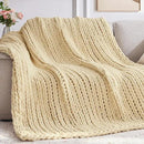 Chunky Knit Throw Blanket, 40''*50'' Knitted Throw Chenille Yarn for Bed Couch, Handmade Oatmeal Crochet Big Thick Blanket, Machine Washable Cute Comfy Blanket for Home Decor by CozyNest Decor