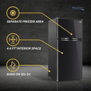 RecPro 4.4 Cu Ft 12V RV Refrigerator with Freezer | Frost-Free, Black Finish | Adjustable Shelves, Reversible Door, Built-In Lock | Off-Grid Camper Fridge | 19.5”W x 23.5”D x 43.5”H by CozyNest Decor