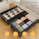 Under Bed Storage Containers with Wheels, Underbed Shoe Storage Organizer with Removable Lids, Large Rolling Under Bed Storage Dresser Drawers for Clothes Toys Shoes Blankets by CozyNest Decor