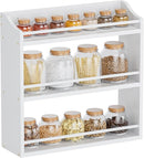 Spice Rack Wall Mounted, Freestanding Spice Organizer for Countertop, Bamboo Spice Storage Holder, for Kitchen Cupboard, Pantry, Bathroom (White) by CozyNest Decor