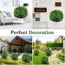 Artificial Topiary Tree with Eucalyptus, Set of 2 UV Resistant 17in Miniature Trees, Outdoor for Porch, Fake Bonsai Topiaries, Greenery Balls, Faux Shrubs for Planters, Curb Appeal Decor by GreenHaven Gardens