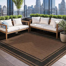 Beverly Rug Large Outdoor Rug 10x14 Modern Bordered Area Rugs for Indoor and Outdoor Patio Deck Porch Garden Waterproof Weather Sun Resistant Washable Outside Carpet (10 x 14 Gold) by CozyNest Decor