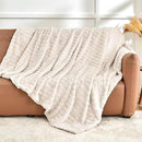 BEDELITE Faux Fur Throw Blanket for Couch, Soft and Cozy 3D Ribbed Fluffy Blanket, Thick Warm Plush Fuzzy Faux Rabbit Fur Blanket for Women Gift (Beige, 60"x 80") by CozyNest Decor