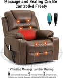 Large Power Lift Chairs Recliners for Elderly with Heated and Massage, Upgraded Dual Motor Lay Flat Recliners, 25in Extra Wide Seat, Cup Holder, Side Pocket…, Brown/Breathing Leather by CozyNest Decor