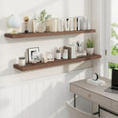 Fun Memories 55 Inch Fireplace Mantel Shelf -Long Floating Shelves, Deep Wall Mounted Farmhouse Display Shelves with Invisible Heavy Duty Metal Bracket, Walnut, 2 Pack by CozyNest Decor