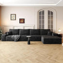 136" Sectional Couches for Living Room Modern Modular Sofa with L-Shape Couchs Upholstered Boneless Couch Deep Seat Sectional Couch with Chaise (Black, Right Facing Chaise+3Seaters) by CozyNest Decor