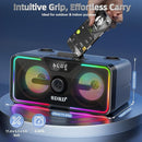 SD-215 Bluetooth Karaoke Machine for Adults & Kids- 2 Wireless Mics, 80W Powerful Sound, Rechargeable,15-Hour Playing, 6500mAh, LED Lights, Supports BT/USB/AUX for Home Parties Outdoor Gatherings by TinyTreasures Baby Boutique