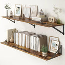Fun Memories Deep Floating Shelves, 55W x 12D Floating Shelves for Wall, Wood Floating Shelf with Bracket, Wide Display & Storage Wall Shelves for Living Room, Bedroom, Rustic Brown by CozyNest Decor