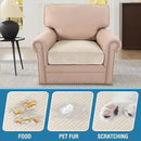 H.VERSAILTEX Velvet Stretch Couch Cushion Cover Plush Cushion Slipcover for Chair Cushion Furniture Protector Seat Cushion Sofa Cover (1 Piece Armchair Cushion Covers, Ivory Striped) by CozyNest Decor