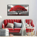 AJAZIKO Red Wall Art - Modern Framed Wall Art for Living Room - Red Tree Black and White Landscape Canvas Prints Posters & Prints for Home Office Bedroom Decorations - Large Wall Pictures 20×40IN by CozyNest Decor