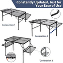 REDCAMP 36x24 Folding Grill Table for Outside with 2 Side Tables, Lightweight Portable Metal Aluminum Outdoor Grill Table with Adjustable Height Legs, Great for Camping Picnic Cooking BBQ, Black 3ft by GreenHaven Gardens
