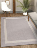 CAMILSON Outdoor Rug 6x9,Modern Outside Rugs for Patios Porches Waterproof Durable Washable Non-Shedding, Easy-to-Clean Indoor Outdoor Area Carpet (6 x 9, Bordered - Gray/White) by GreenHaven Gardens