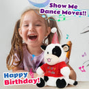 Cuteoy Happy Birthday Cow Musical Stuffed Animal Shaking Singing Dancing Plush Toy Electric Interactive Animated Plushies Gifts for Kids Girls Boys by TinyTreasures Baby Boutique