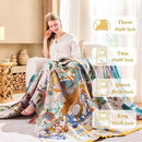 Fall Throw Blanket for Couch, Yellow Boho Decorative Throw Blanket, 100% Cotton Muslin Breathable Woven Farmhouse Blankets Quilt, 80"x90" Reversible Lightweight Blankets Bohemian Throw Quilt by CozyNest Decor