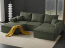 Boneless Sectional Cloud Couch Sofa for Living Room, 112" U-Shaped Modular Modern Lounge Sleeper Green Couches with Chaise, No Assemble, Cordury Compression Upholstered Sofas by CozyNest Decor