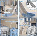 8 in 1 Toddler Slide Set, Kids Slide for Toddlers Age 1-3, Toddler Climber Slide PlaySet with Basketball Hoop and Ball, Outdoor Indoor Kids Playground for Toddlers 1-3, Blue Grey by TinyTreasures Baby Boutique
