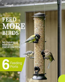 Bird Feeders for Outdoors Hanging,Finch Feeders for Outside,Chew-Proof Hanging Bird Feeder,Rust-Proof Birdfeeder,Squirrel Proof 6 Ports Metal Bird Feeder,14 Inch,1 Pack,Black by CozyNest Decor