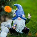 Peace Gnome Decorations for Yard/Lawn – Weatherproof Garden Statue – Fun Spring Summer Charming Gnomes Gifts for Women (Blue Peace Gnome) by CozyNest Decor