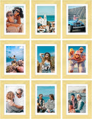 Vittanly 5x7 Picture Frames Set of 9, Shatter Resistant Plexiglass, Display 4x6 Pictures with Mat or 5x7 without Mat, Photo Frames for Wall or Tabletop, Engineered Wood, Gold by CozyNest Decor