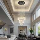 Flashing God D24''XH86'' Modern Foyer Chandelier for High Ceiling Raindrop Crystal Chandelier High Ceiling Pendant Light Fixture for Hallway Living Room (Black Staircase Chandeliers) by CozyNest Decor