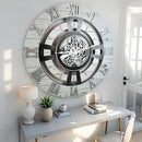 The Gears Clock Real Moving Gear Wall Clock England Line (White Farmhouse, 24 inches (60 cm)) by CozyNest Decor