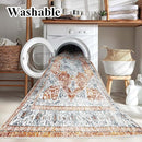 Area Rug 8x10 Washable Rug Tangerine Vintage Traditional Mat Distressed Indoor Foldable Thin Retro Accent Floral Print Rug Non Slip Carpet Living Room Dining Room Office by TinyTreasures Baby Boutique