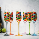 Stained Glass Champagne Flutes Set Of 6 Hand Painted Mouth Blown 7 Ounce Colorful Re by The Wine Savant