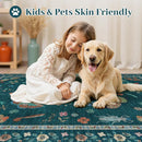 8x10 Area Rugs with Insect Print - Bug Rug Non-Shedding Stain Resistant Soft Carpet for Bedroom, Low Pile Ultra-Thin Machine Washable Carpet for Dining Room, Kids Nursery, Office (8'x10' Teal) by TinyTreasures Baby Boutique