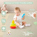 Padded Baby Play Mat, Super Soft Vegan Leather Baby Floor Play Mat, 48x48 Non-Slip Thick Foam Cushioned Play Mat for Babies 6-12 Months, Fits Nicely Into 50x50 Playpen Mat, Grayish Green by TinyTreasures Baby Boutique