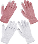 Geyoga 2 Pairs Women's Winter Touch Screen Gloves Soft Warm Fleece Lined Knit Elastic Cuff Winter Texting Gloves by TinyTreasures Baby Boutique