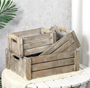 TIMRIS Set of 3 Rustic Wood Nesting Crates, Farmhouse Wooden Storage Container Boxes with Cutout Handles, Decorative Wooden Baskets for Display (Rustic Gray) by CozyNest Decor