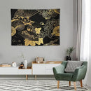 HZOHNAGO Japanese Tapestry Gold Flowers Umbrella Fan Pattern Printed Wall Tapestry Painting Wall Hanging for Bedroom Living Room Dorm 40" W x 30" H by CozyNest Decor