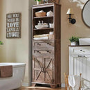 Farmhouse Bathroom Cabinet, 72" Tall Storage Cabinet with 2 Drawers, Adjustable Shelves & Barn Door, Cabinets for Bathroom, Living Room, Kitchen, Rustic Brown by CozyNest Decor