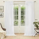 MYSKY HOME Floor to Ceiling Curtains 102 Inches White Sheer Window Drapes 2 Panel Sets Back Tab Draperies Linen Look Boho Fabric, Soft Cotton Blend Light Filtering for Living Room by CozyNest Decor