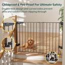 Cumbor 29.2-43" No Bottom Bar Baby Gate for Stairs, 2-in-1 Hardware Mounted Dog Gate Indoor, Pet Gate for Doorways with Large Walk Thru Door, Child-Proof Safety Gate for Top & Bottom of Stairs (Brown) by TinyTreasures Baby Boutique