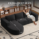 Modular Sectional Sofa with L-Shape Chaise,Cloud Sectional Modern Sleeper Couch with Deep Seat,Sponge Compression Sofas No Assembly Required (Black-Corduroy Fabric) 1pcs by CozyNest Decor