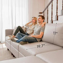 118.5" Faux Leather Modular Sectional Sofa, U Shaped Couch Set for Living Room, Large 8-Seater Comfy Cloud Couches with Storage Seat DIY Combination - Whitesand by CozyNest Decor